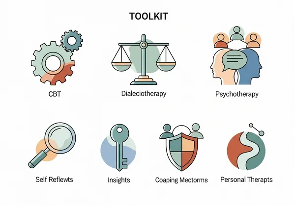 Pelbagai alat melambangkan pelbagai jenis pendekatan terapi