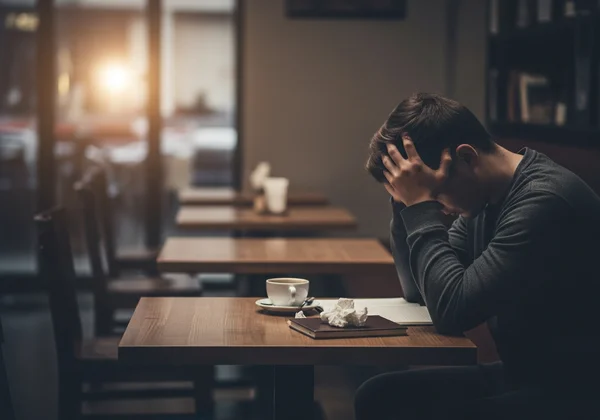 Seseorang berasa letih dan tertekan, termenung.