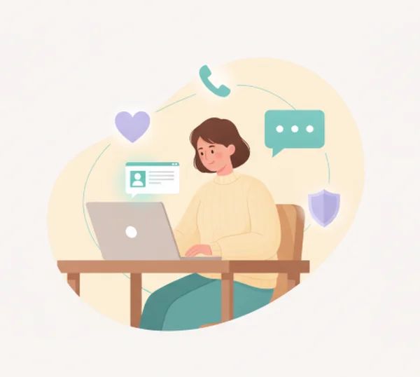 Person searching for mental health support on a laptop