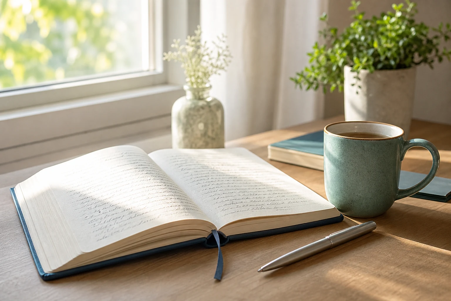 Calm journal with reflection notes