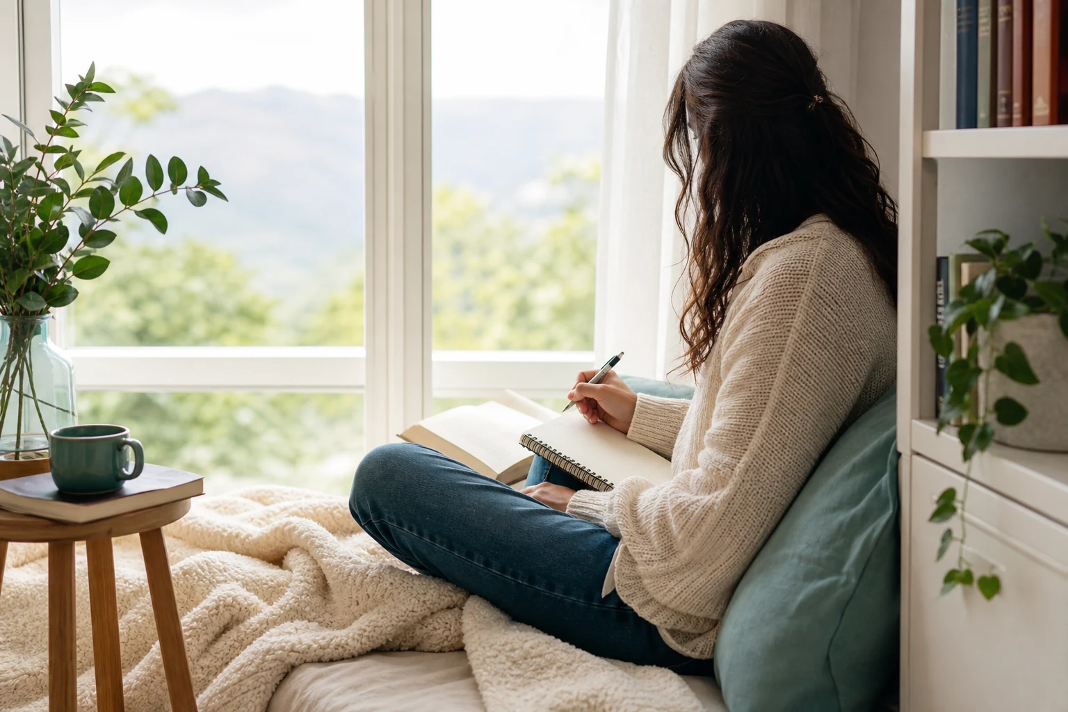 Person reading by a quiet window