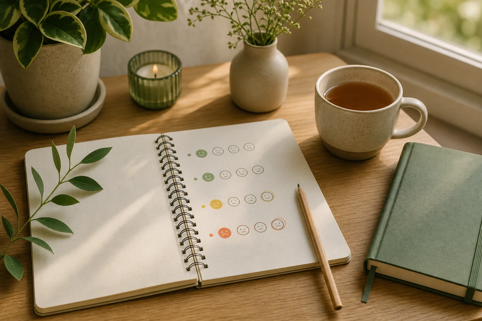 Calm mood tracking notebook